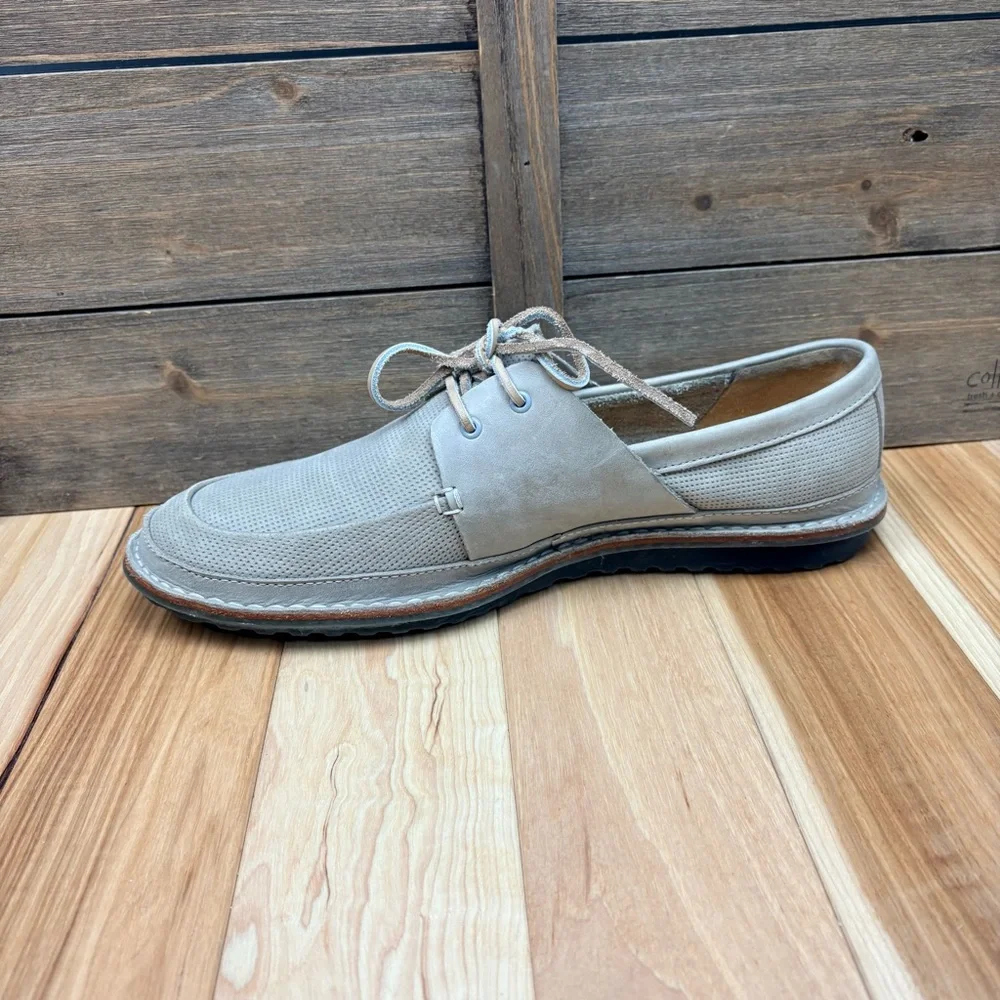 Clarks Grafted Sail Boat Shoe Gray Perforated Leather Men’s Sz 10.5